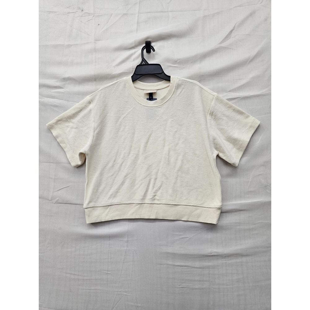Universal Thread Womens Short Sleeve Sweatshirt White Cotton Blend Size Medium